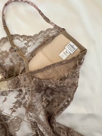La Perla Lace Babydoll Chemise with Satin Trim with panties set Brown & Pink