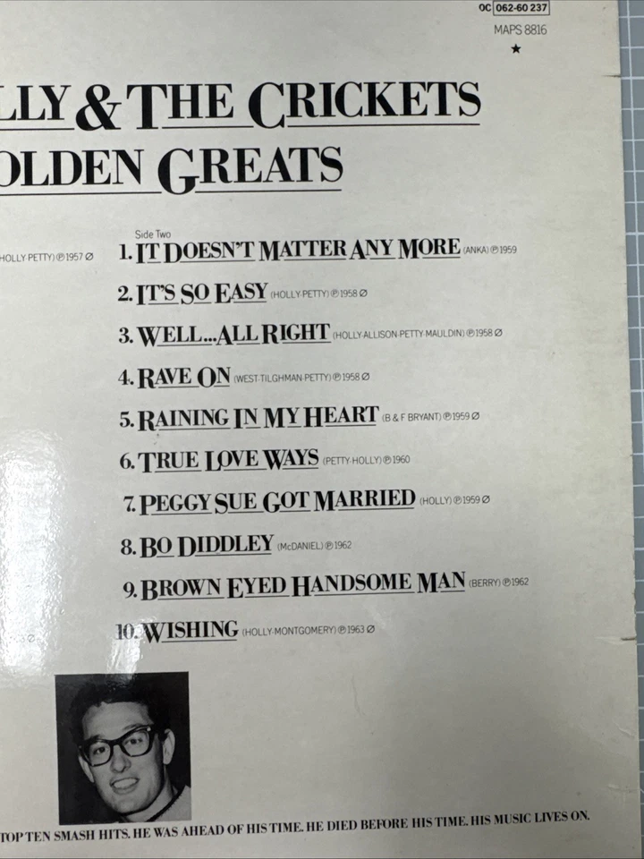 Buddy Holly Lives Buddy Holly and The Crickets 20 Golden Greats 12" Vinyl LP - Image 4 of 4
