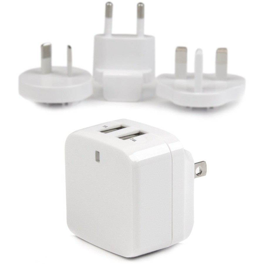 Настенное зарядное устройство StarTech с двумя портами USB для международных поездок - Белый 6790₽