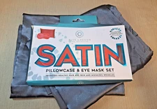 2 Grey Satin Pillowcases Standard Size 20x30 – Blue Lagoon Spa Collection No Box