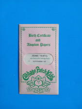 Vtg Cabbage Patch Girl Doll Birth Certificate "Jerri Verna" Unopened Nov. 1