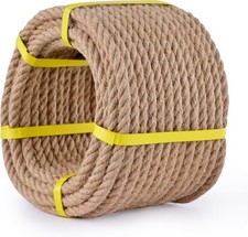 Jute Rope 1/2 Inch x 100Ft,Natural Hemp Rope,Thick Rope,Swing Rope,Heavy Duty Ro