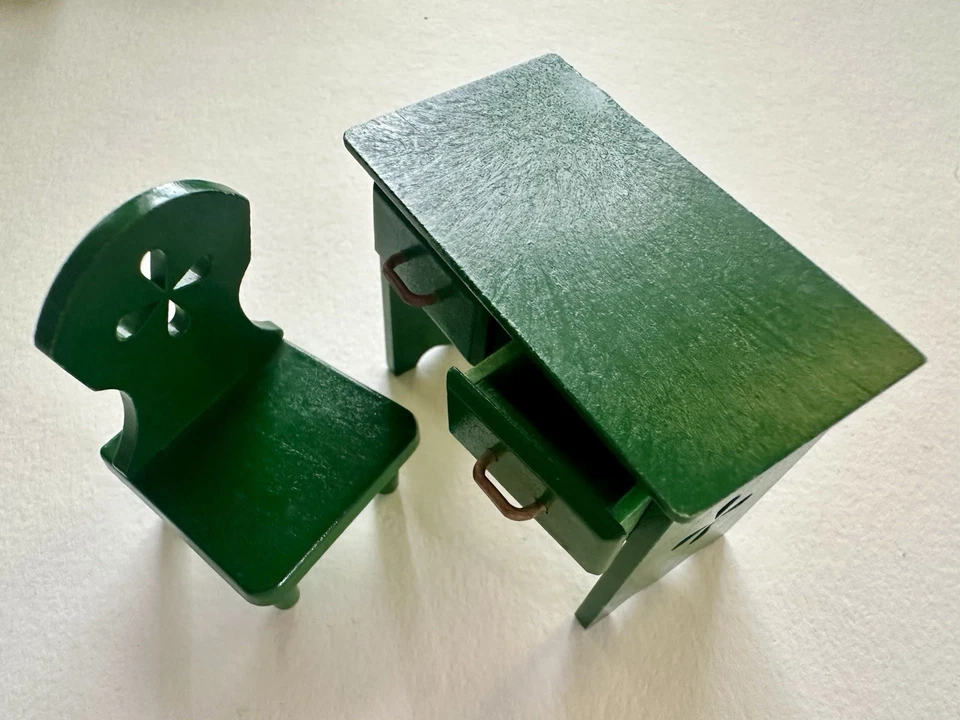 Escritorio y silla Sylvanian Families Calico Critters 1985 época verde Foto 3 de 3