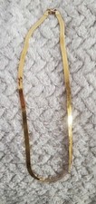 Vintage 17" Herringbone Necklace Marked 18K BREV Gold Tone Estate Jewelry