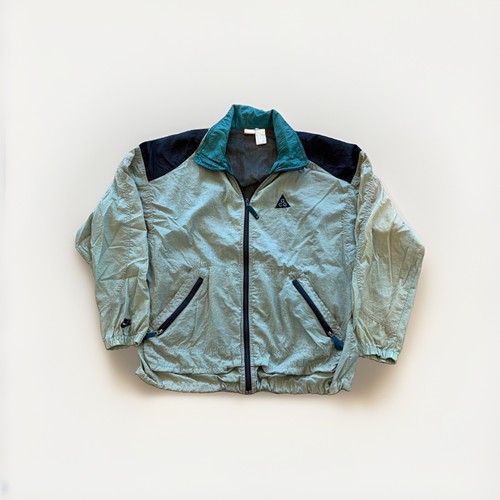 Nike, Nike ACG Jacket Mens L Green Colorblock Gorpcore 90s Vintage Windbreaker