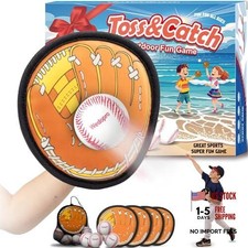 Toss and Catch Ball Game - Kids Toddler Baseball Glove  Catch - Brown - 4 Pcak