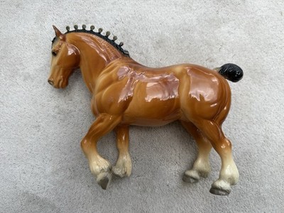 STUNNING Vintage Breyer Horse #80 Chestnut Clydesdale Stallion GOLD BOBS GLOSSY