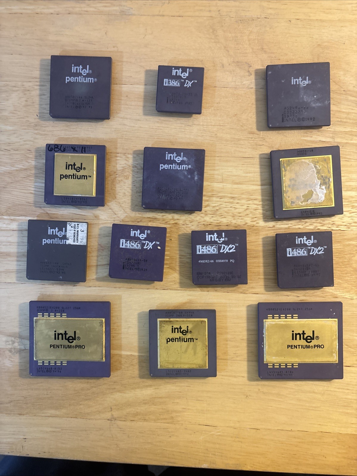 Variety Of 13 Vintage Rare Intel Pentium CPUS