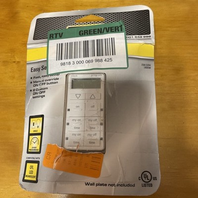 Defiant 15 Amp In-Wall Digital Timer 2 custom on/off settings. Open box