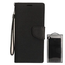GSA Denim Two-Tone Denim Flip Wallet Case for Alcatel 3V(2019) - Black