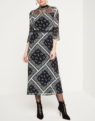Comma Maxi-Sommer-Kleid 34 chiffon Maxikleid Spitze midi exclusive edition