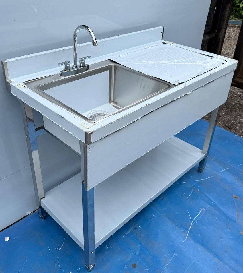 Stainless Steel Freestanding Sink 1.2m/120cm / Single Bowl + Right Hand Drainer - Image 2 of 4