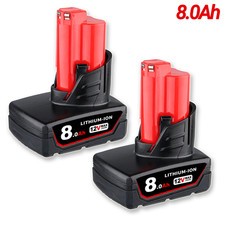 2X M12 8.0Ah For Milwaukee 12V M12B6 LI-ION XC High Capacity Battery 48-11-2401