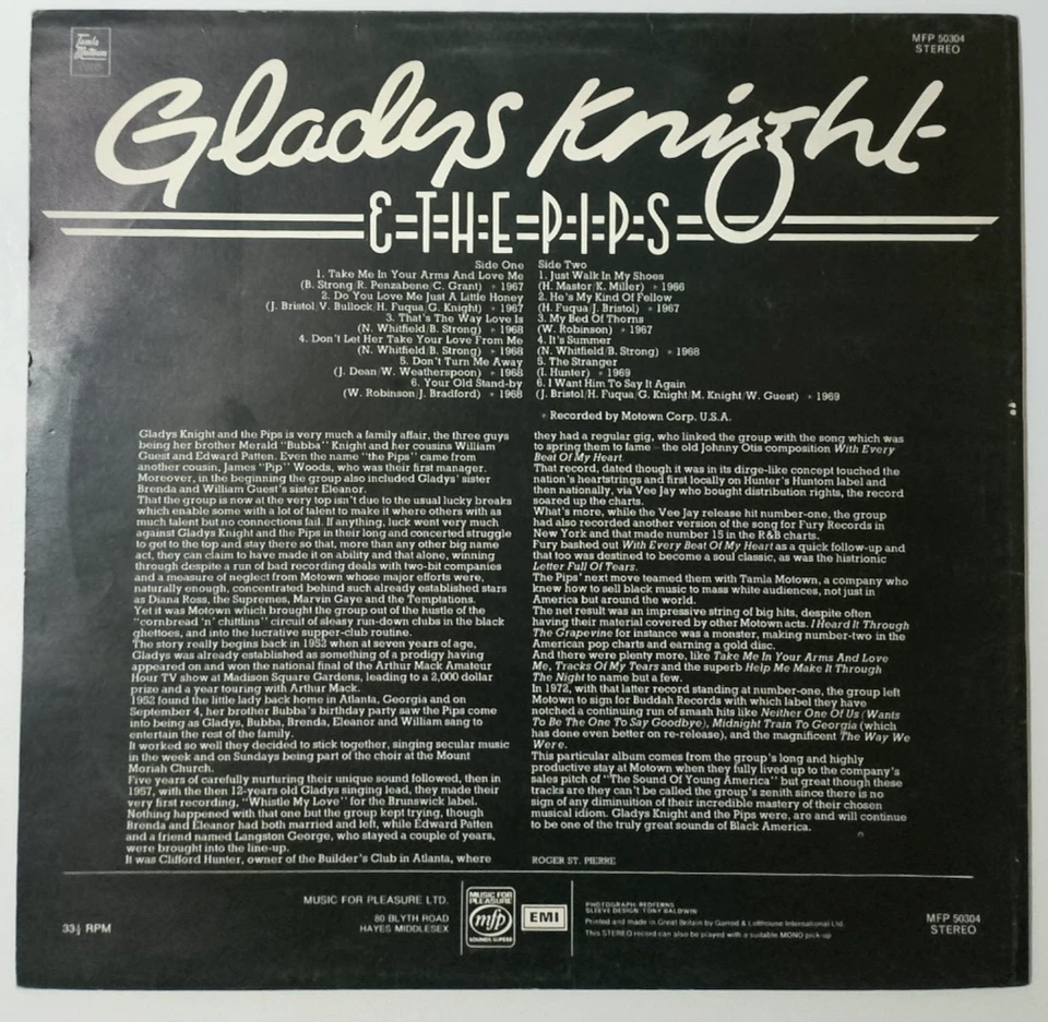 Vinyl LP  Gladys Knight & The Pips – The Fabulous Gladys Knight & The Pips VG/NM - Image 4 of 4