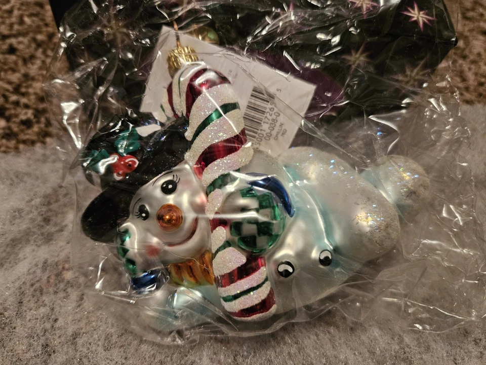 Adorno de Navidad de vidrio soplado muñeco de nieve Radko Chillin' Foto 2 de 2