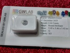 Diamante Naturale Certificato GWLAB.    CT.0,66  COLOR.  G