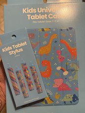 Gems Universal Kids Tablet Case Blue Dinosaurs And 4 Stylus Pens NIB