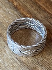 VTG Weave Braided Rope Sterling Silver Wide Band Ring Sz 8 Unique Marked 925