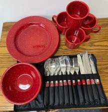 Coleman Camping Cabin 24 Piece Red Speckled E...