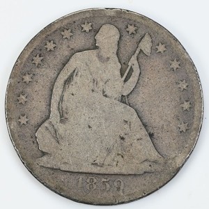 1859-O Liberty Seated Half Dollar AG Silver 50c New Orleans Mint 