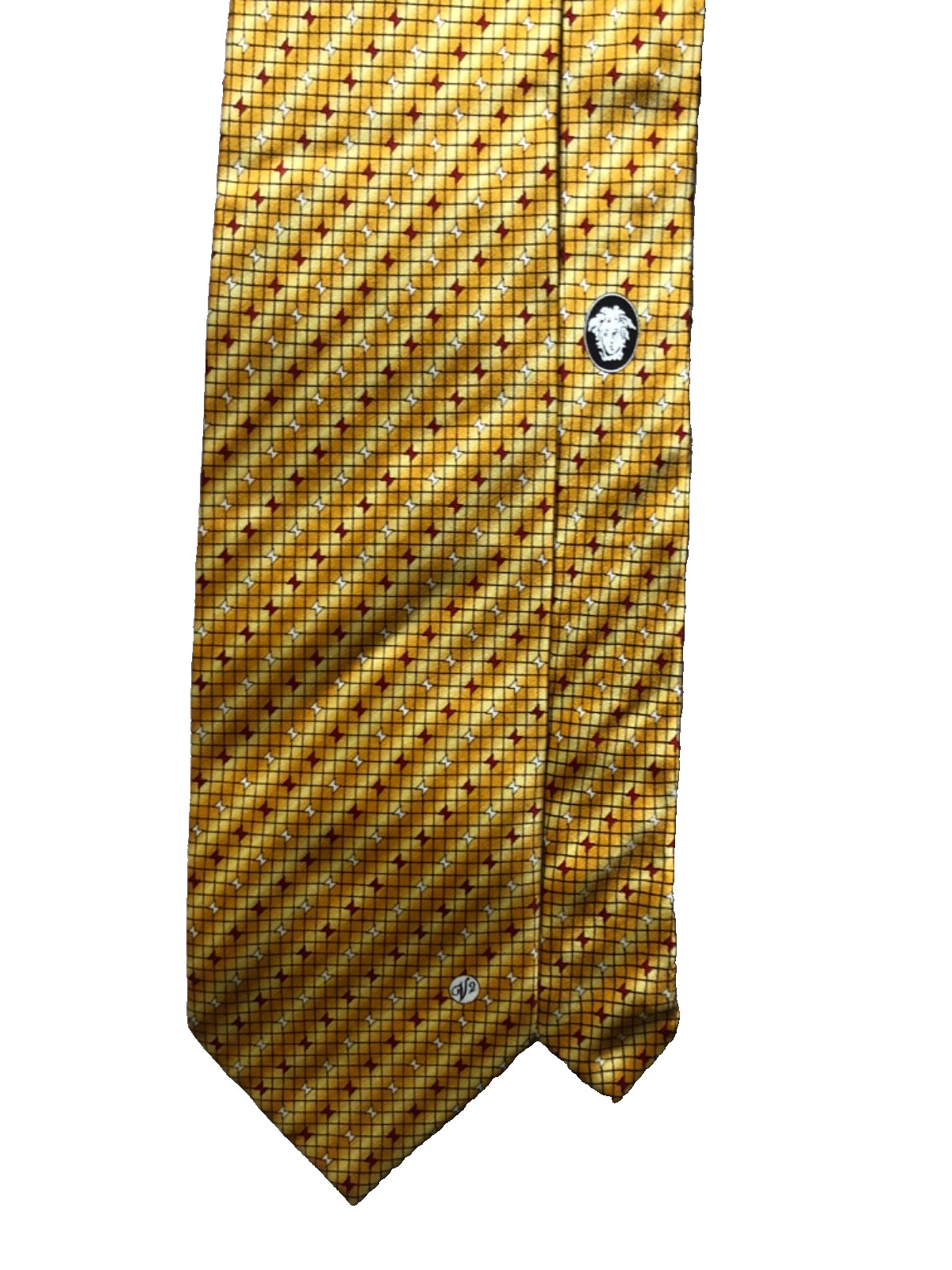 Rare Vintage Versace Classic v2 Silk Tie Luxury Designer Hand Made Gold Yellow image 10
