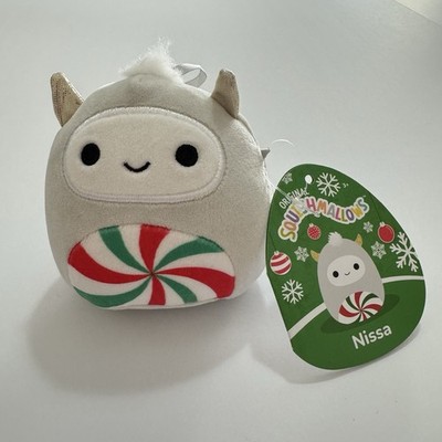 Squishmallow Nissa The Gray Yeti Peppermint Swirl 4'' Plush Christmas Ornament