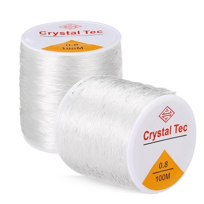 Naler 2 Rolls Elastic String for Jewelry Making, 0.8mm Stretch Bead White 