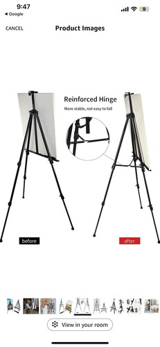 RRFTOK Portable Artist Easel Tripod Stand w/Bag–Adjustable Height, Black Metal - Picture 3 of 18
