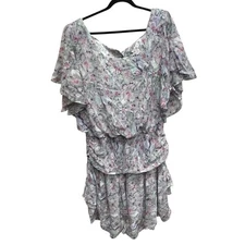 Vintage 80s drop waist flapper style dress with beautiful watercolor faces 1x