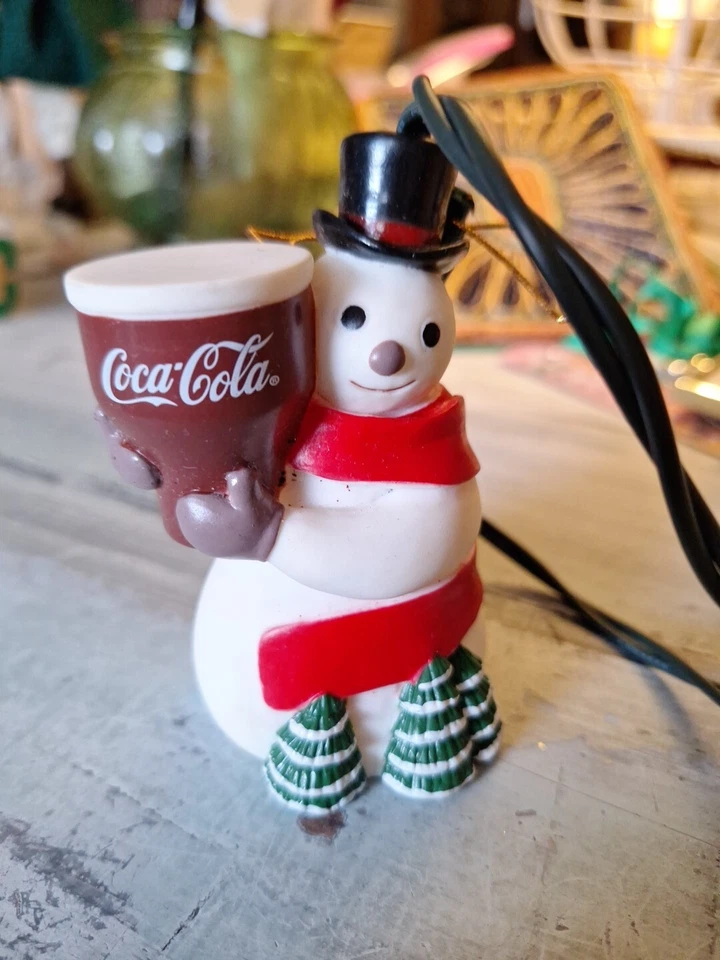 Vintage Coca-Cola Trim-A-Tree Illuminated Collection Lighted Ornament Snowman - Image 2 of 4