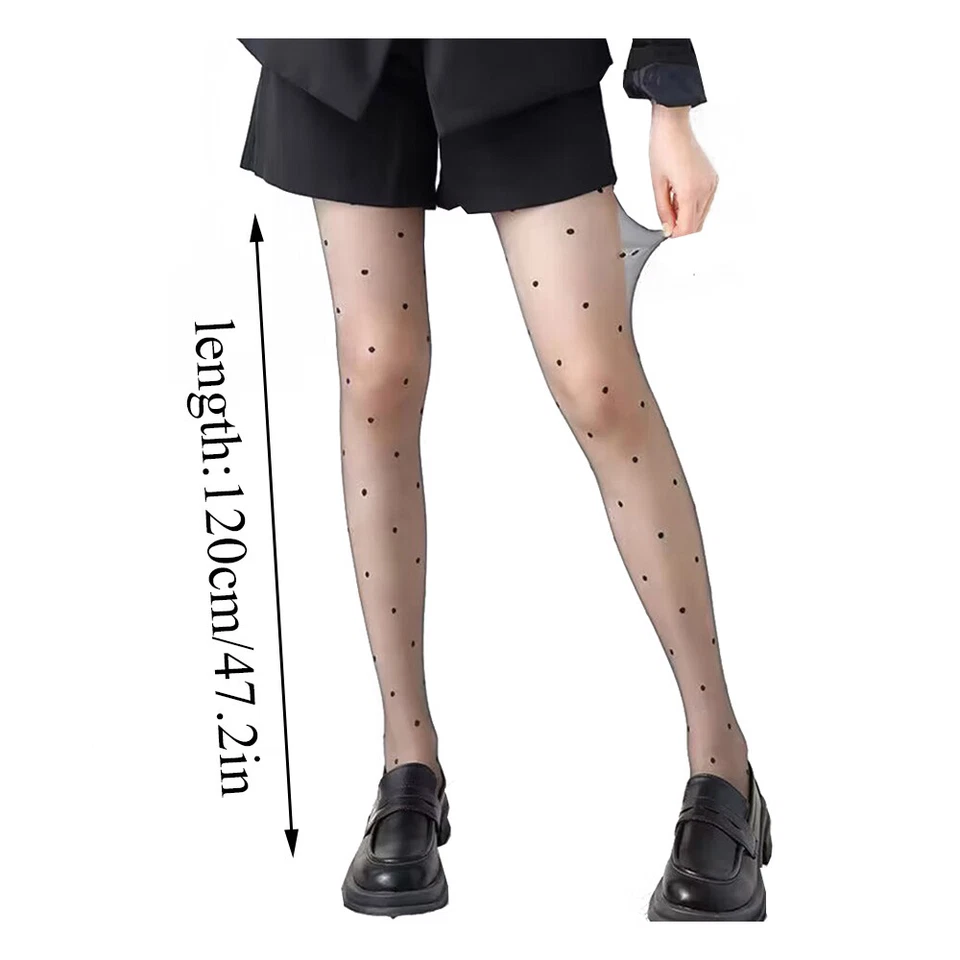 Ultradünne Transparente Lange Socken Strümpfe Mit Herz- Und Punktedruck ↑ - Bild 3 von 4