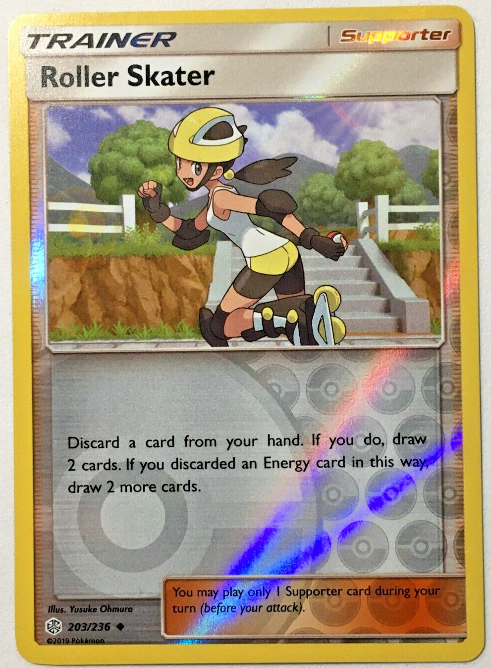 POKEMON ROLLER SKATER 203/236 COSMIC ECLIPSE UNCOMMON REVERSE HOLO NEAR MINT