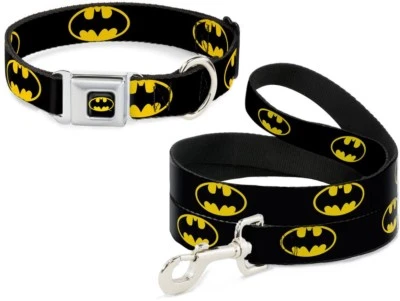 BUCKLE-DOWN Buckle Down Seatbelt Dog Collar or Leash BATMAN Shield Logo DC Comics