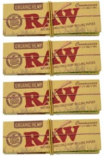 4 Pack Raw Organic Connoisseur Pack 1-1/4 Cigarette Rolling Papers & Tips - 3216