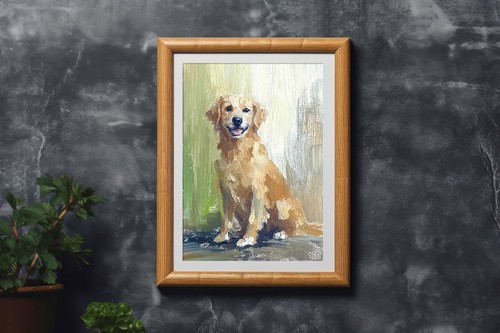 Happy Golden Retriever 5 Zoll x 7 Zoll Druck auf mattem Papier | Bezauberndes Haustierporträt - Bild 10 von 18