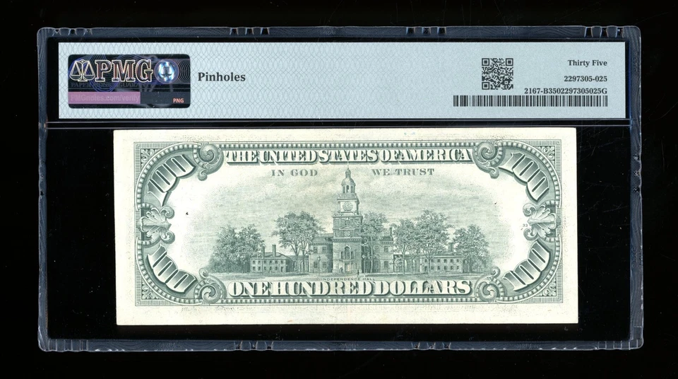DBR 1974 $100 FRN New York Fr. 2167-B PMG 35 Serial B77982025A - Image 2 of 2