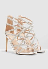 BNWT ALDO Meraerka Rhinestone Silver High Heel Bridal Sandals size US 7.5/ EU 38