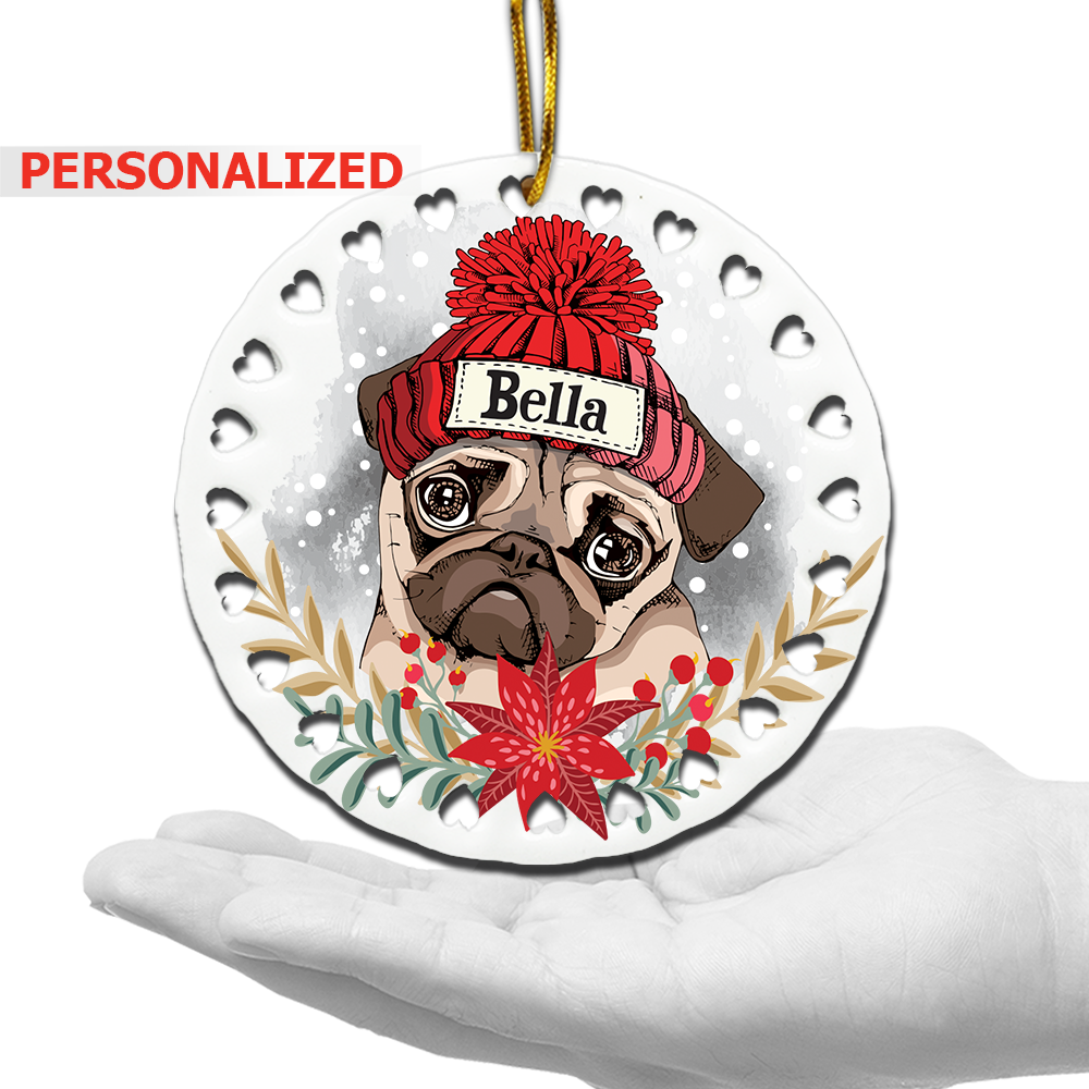 Pug Christmas Ornament- Dog lover gifts-UV Print Gog Face
