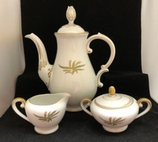 FUKAGAWA ARITA GOLD WHEAT COFFEE TEAPOT, SUGAR BOWL  CREAMER SET