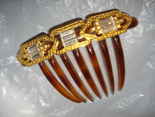Kirks Folly Tortie Style Vintage Hair Comb Crystals made in France