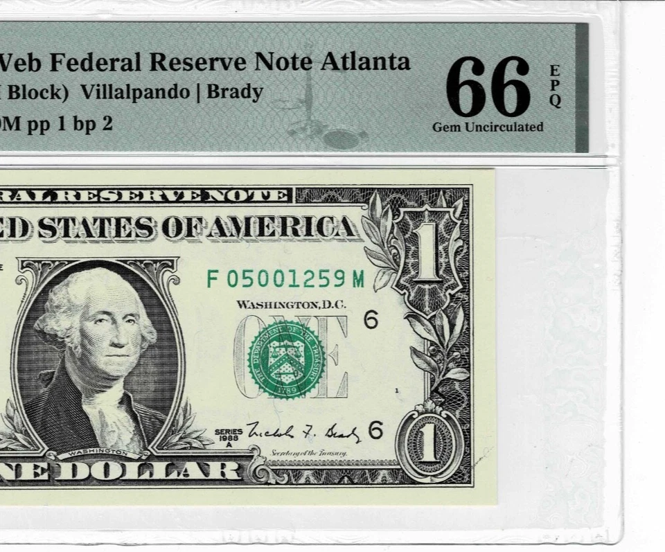 1988A Federal Reserve 'WEB' note-fr.1917-F (FM Block) 1/2-PMG 66 EPQ- tough note - Image 4 of 4