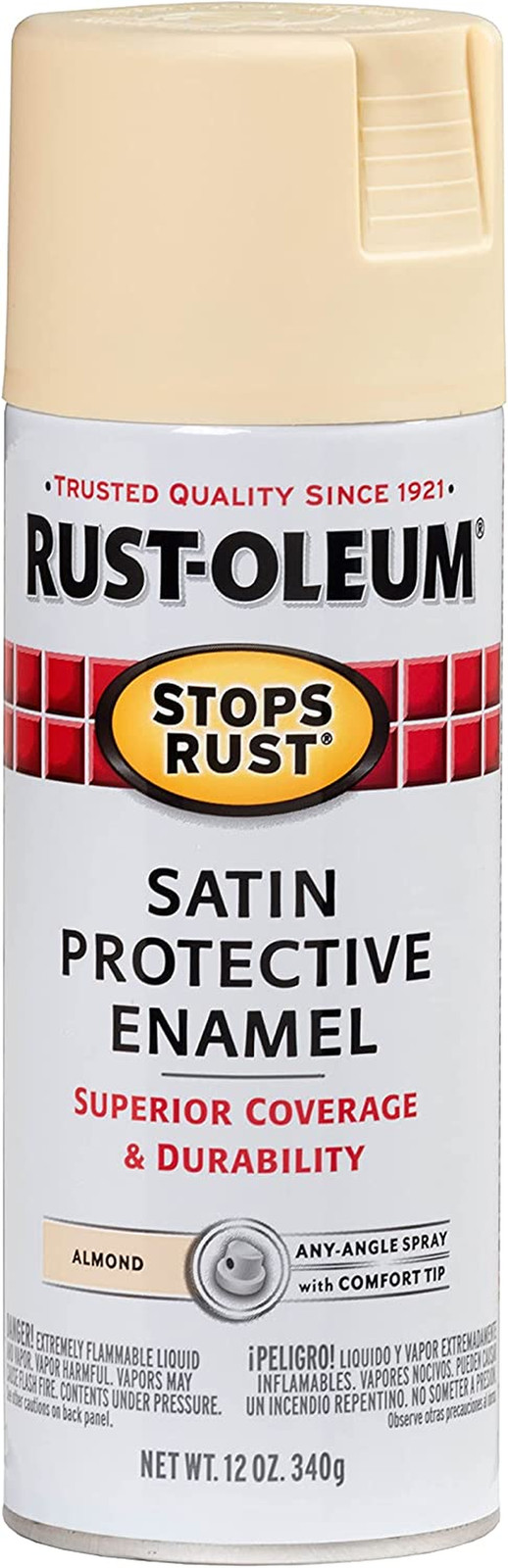 Rust-Oleum 7758830 Stops Rust Spray Paint, 12 oz, Satin Almond