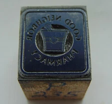 Vintage Printing Letterpress Printers Block Good Neighbor Pharmacy
