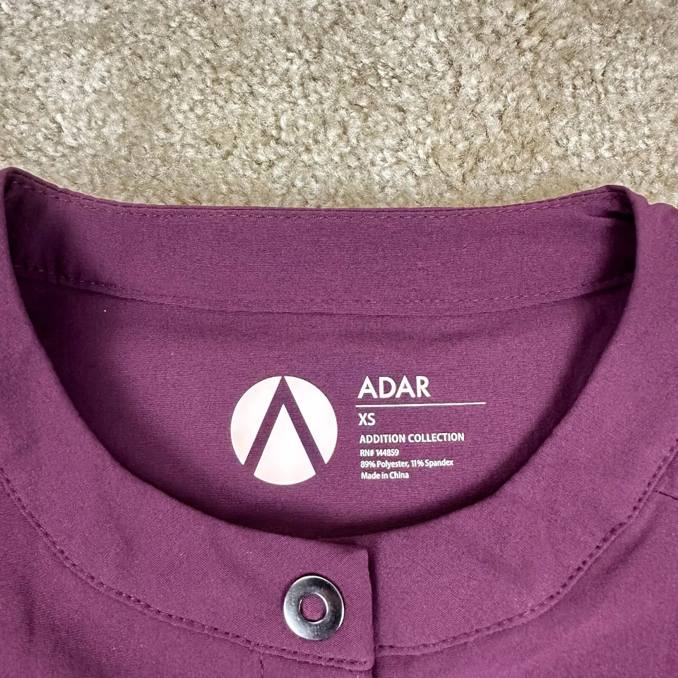 Adar Addition Warm Up Scrub Jacket XS Pockets A5202 Merlot Wine snap NEW - Image 4 of 4