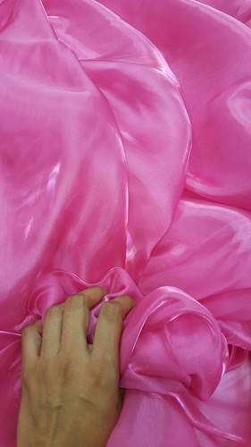 Fuchsia Iridescent Organza Sheer Flowy Fabric By The Yard Silk Organza Pinkish - Picture 2 of 12