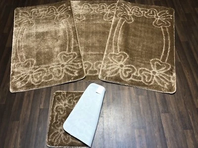 ROMANY TOURER SIZE TRAVELLERS MATS SET NON SLIP SUPER THICK DARK BEIGE WASHABLE