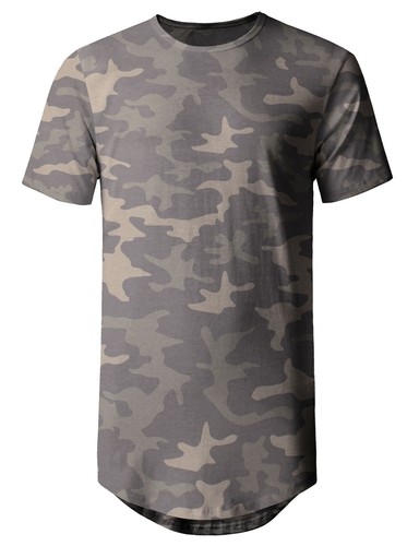 Mens BASIC HIPSTER T Shirts Casual Extended Longline Back Hip Hop Tee Big Size - Picture 28 of 41