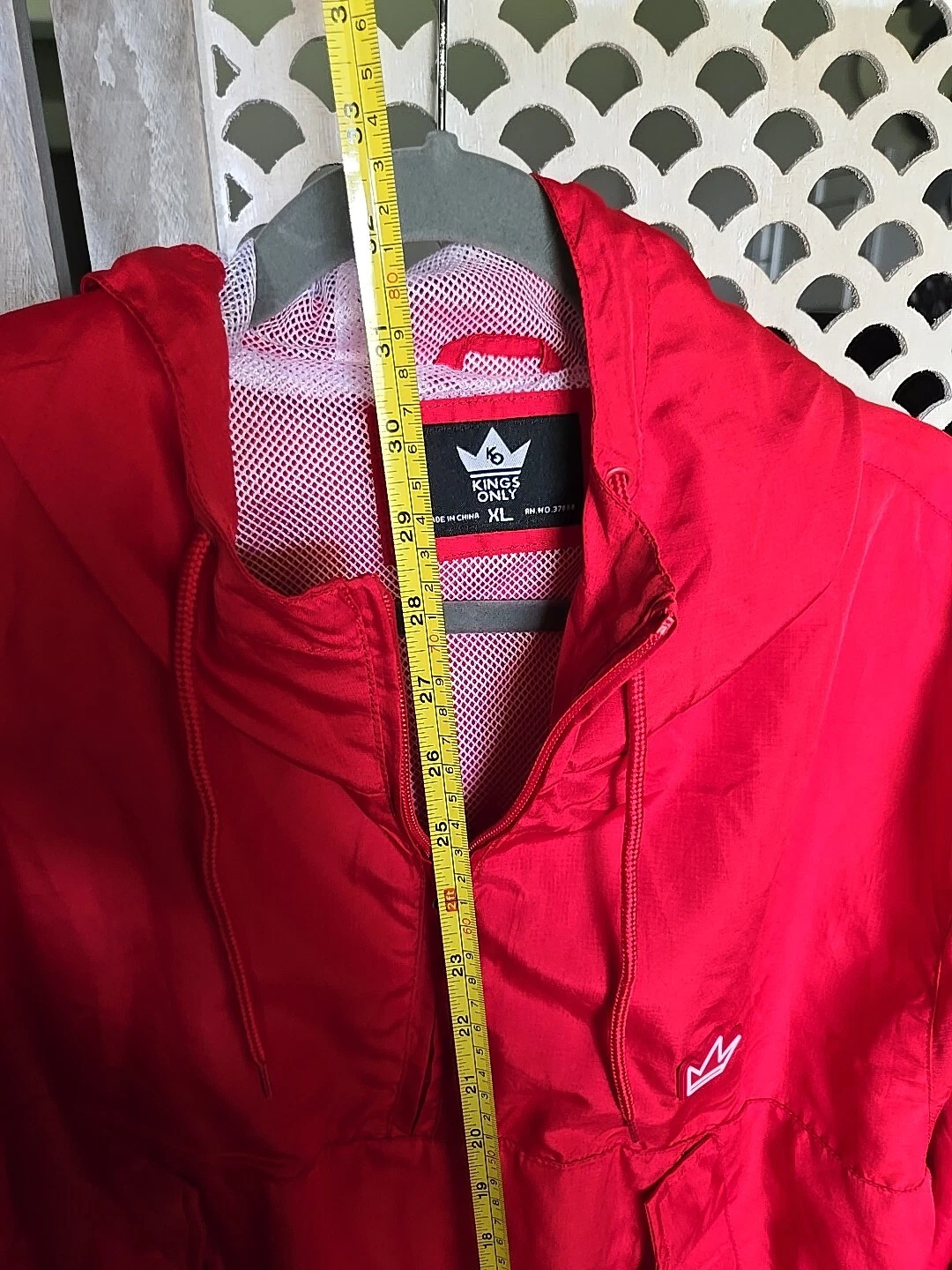 Kings Only Brand Red Windbreaker Pullover Zip Hoodie Size XL - product detail image 12