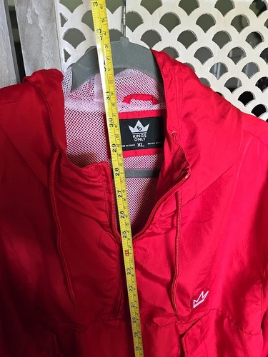 Kings Only Brand  Red Windbreaker Pullover Zip Hoodie Size XL image 12