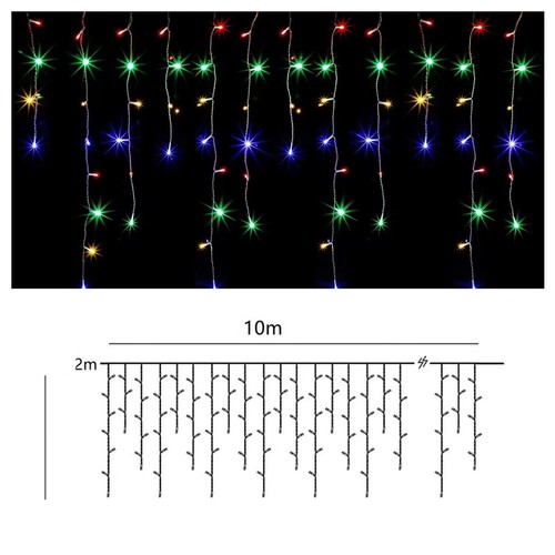 10M LED Solar Icicle String Light Waterproof Curtain Light Yard Christmas Decor - Picture 16 of 16